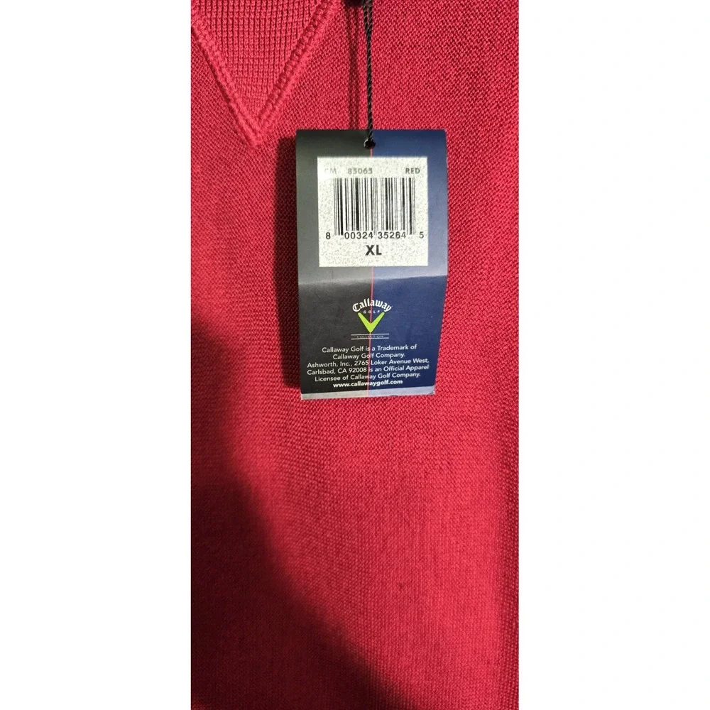 Callaway Crewneck Sweater Knit Pullover Golf Casual‎ Red Mens Extra Large NWT